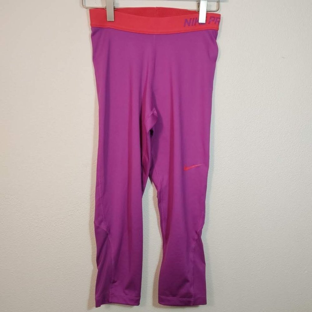 Nike Pro Purple & Red Crop Workout Leggings S